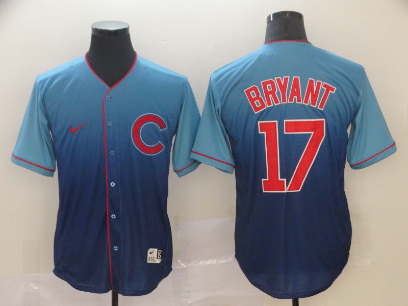 Men Chicago Cubs #17 Bryant Blue Nike Fade MLB Jersey->new york yankees->MLB Jersey